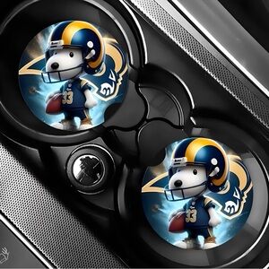Snoopy Rams Car Coasters Absorbent Set of (2)
